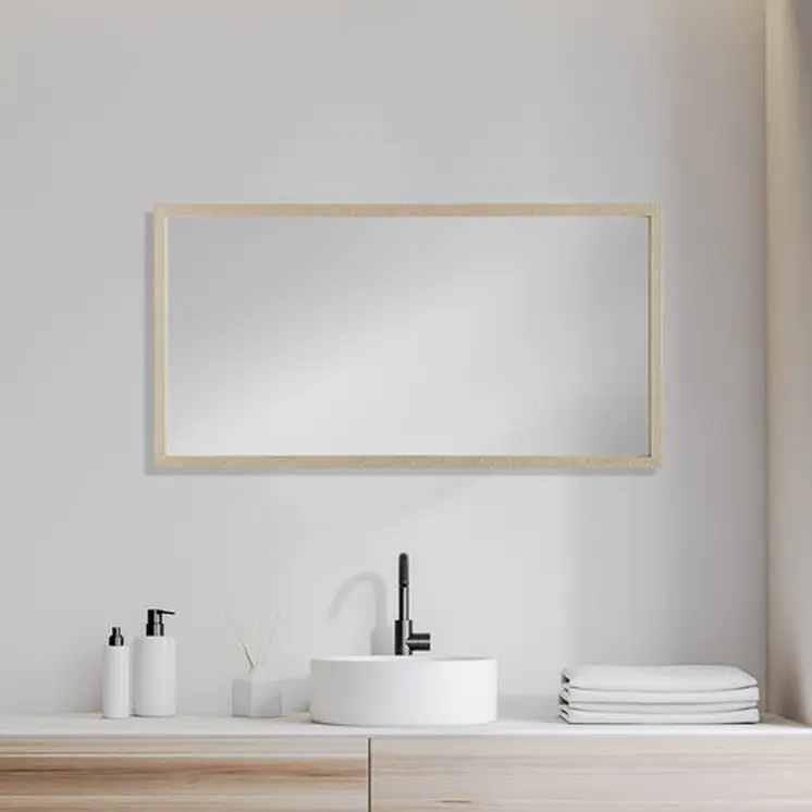 Rectangle Natural Accent Mirror With Matte Finish Frame