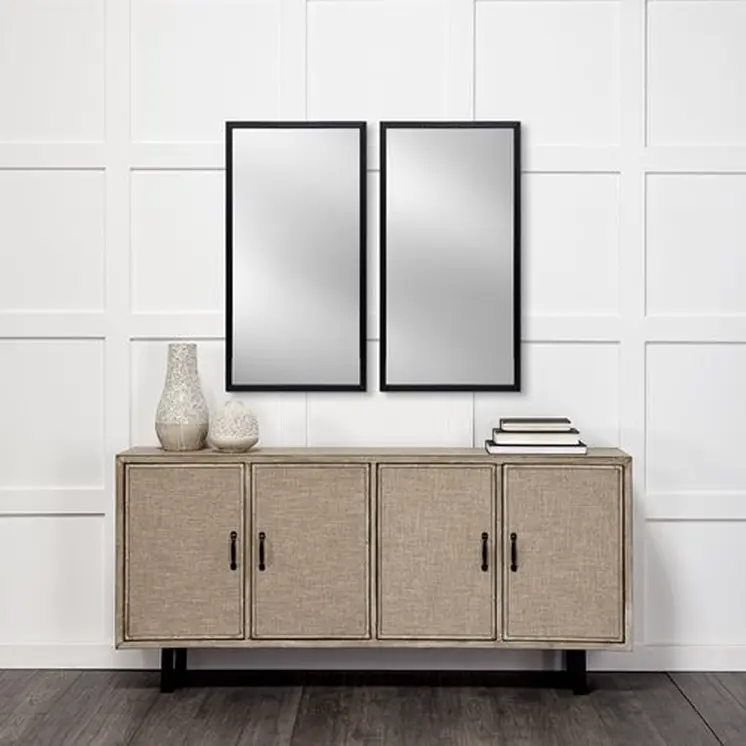 Rectangle Espresso Accent Mirror With Lakeside Design