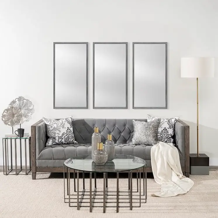 Rectangle Grey Accent Mirror With Driftwood Quality Frame