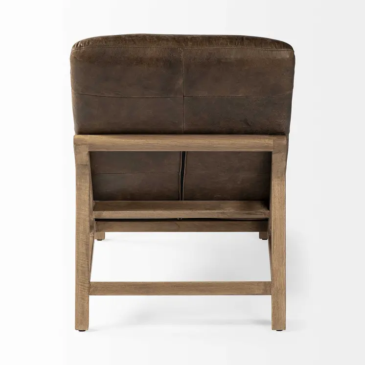 54" Brown Genuine Leather Tufted Distressed Lounge Chair