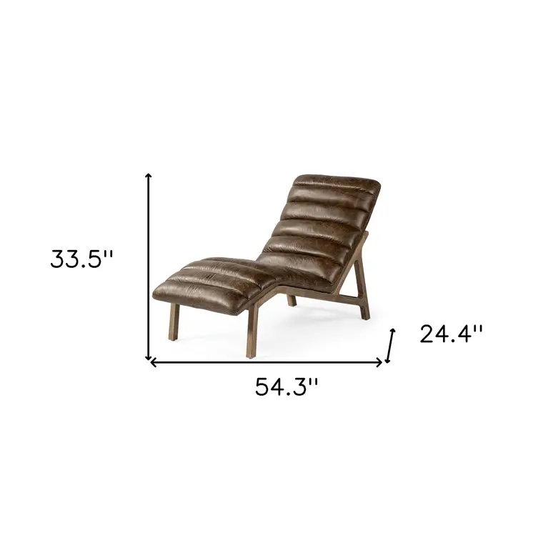54" Brown Genuine Leather Tufted Distressed Lounge Chair