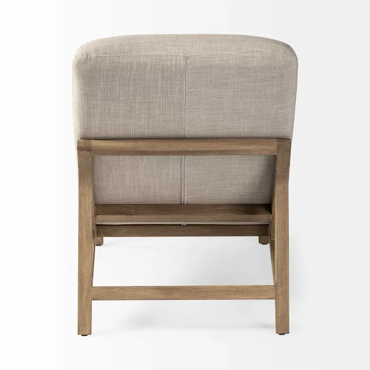 54" Cream and Brown Fabric Tufted Lounge Chair