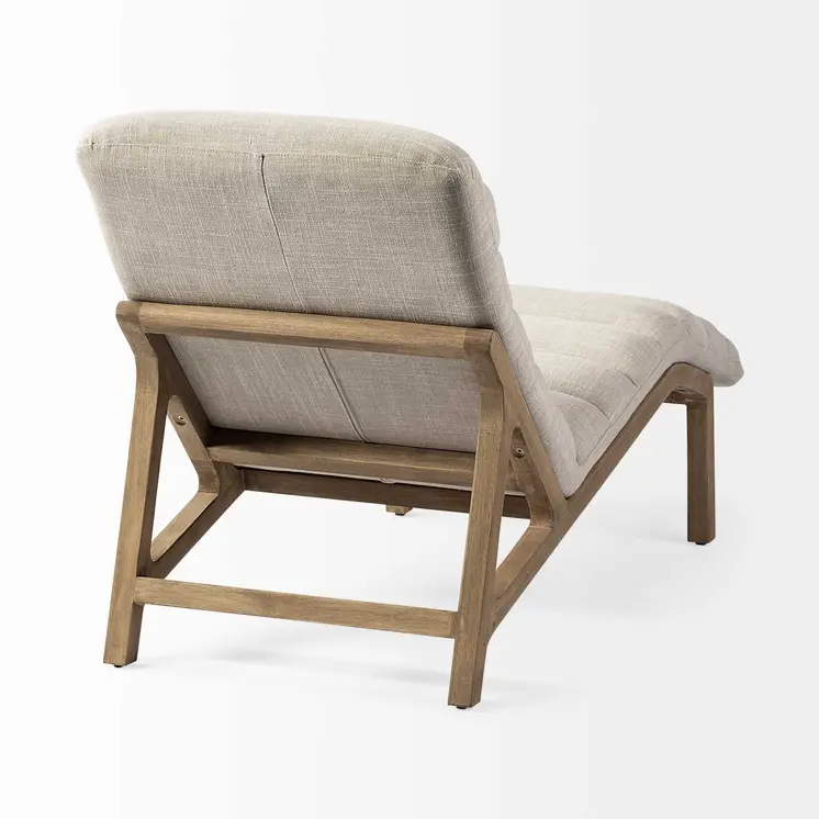 54" Cream and Brown Fabric Tufted Lounge Chair