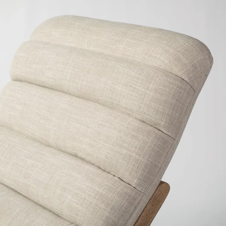 54" Cream and Brown Fabric Tufted Lounge Chair