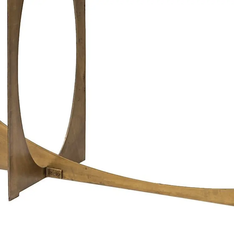 59" White and Gold Genuine Marble and Metal Geo Base Console Table