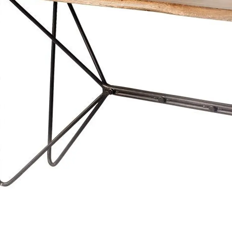 66" Brown and Black Solid Wood and Iron Abstract Base Console Table