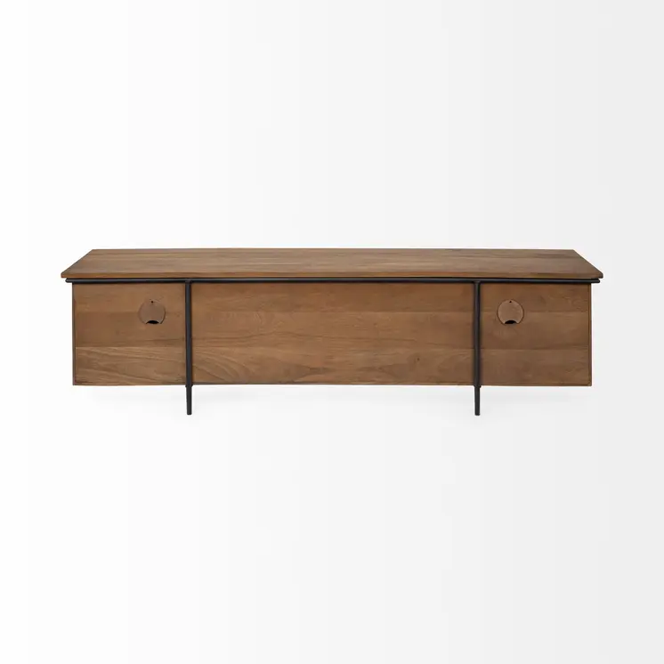 18" Brown and Black Solid Wood TV Stand
