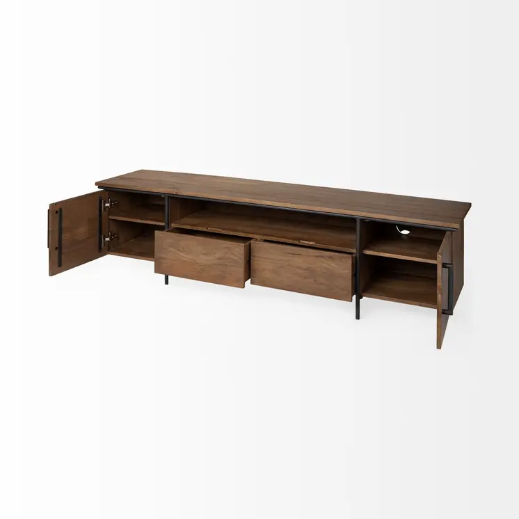 18" Brown and Black Solid Wood TV Stand