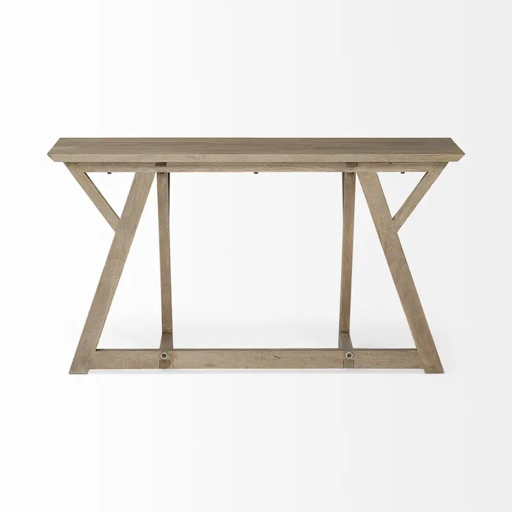 16" Brown Solid Wood Trestle Console Table