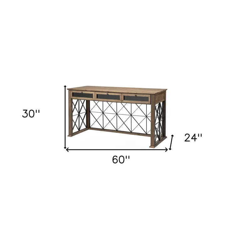 60" Solid Wood Enclosed and Open Storage TV Stand