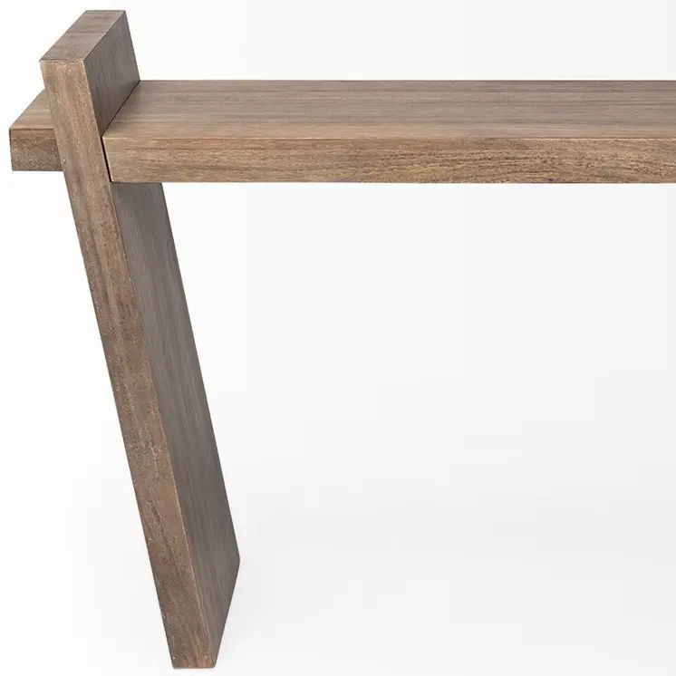 60" Brown Solid Wood Slanted Base Console Table