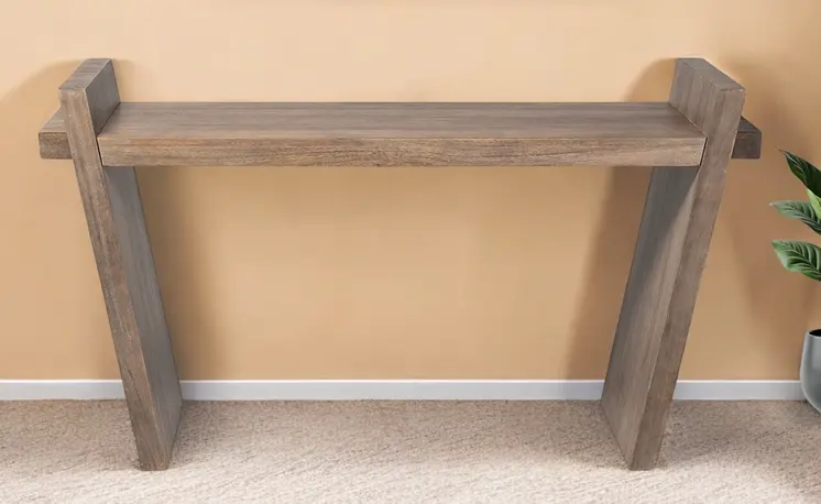 60" Brown Solid Wood Slanted Base Console Table