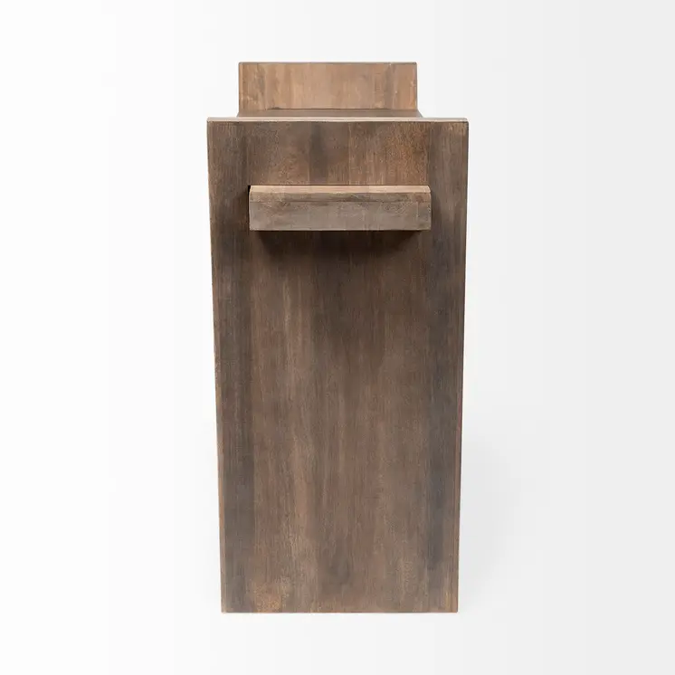 60" Brown Solid Wood Slanted Base Console Table