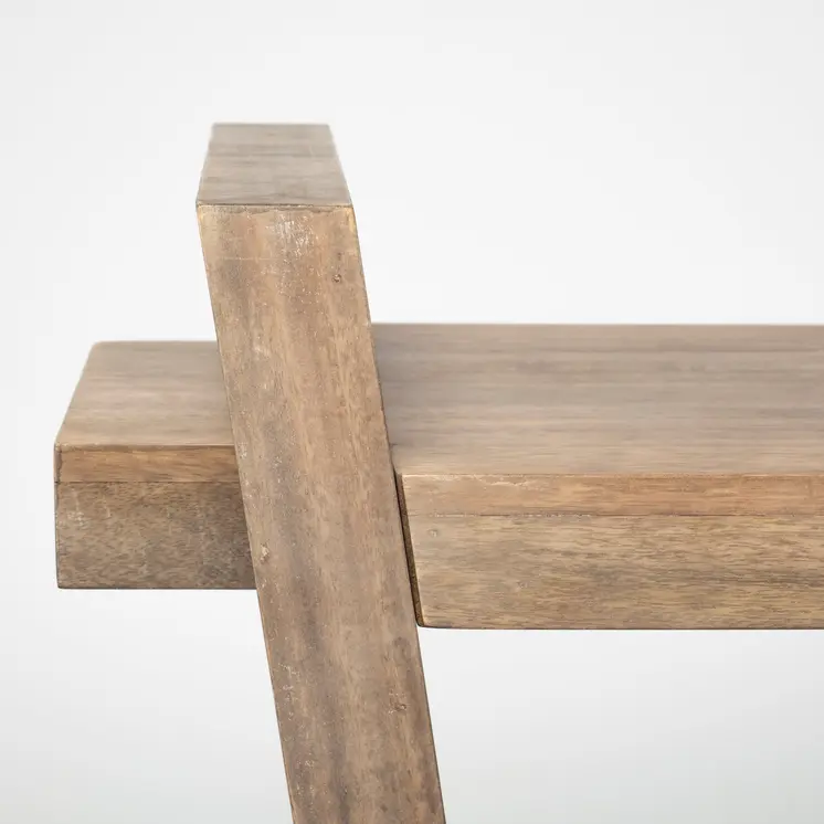60" Brown Solid Wood Slanted Base Console Table