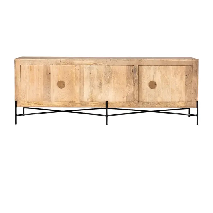 78" Brown Solid Wood Sideboard with Four Doors