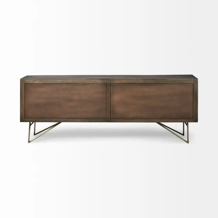 17" Dark Brown Solid Wood Sideboard with Four Doors