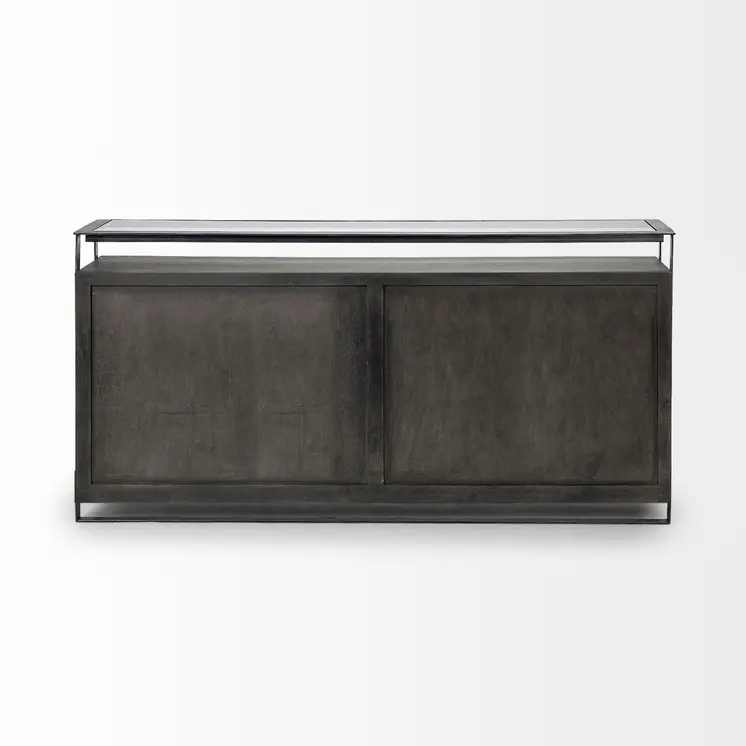 18" Black And Gray Solid Wood Sideboard