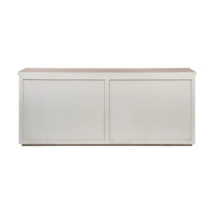 73" Brown and White Solid Wood Sideboard with Four Doors