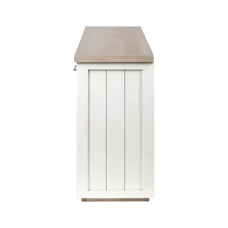 73" Brown and White Solid Wood Sideboard with Four Doors