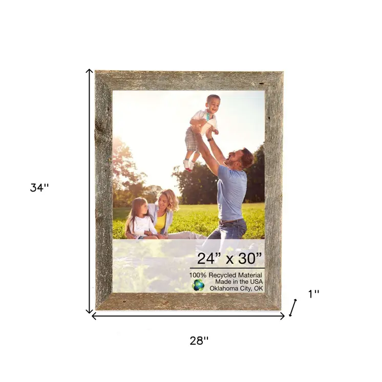 24 X 30 Natural Weathered Grey Picture Frame With Plexiglass Holder