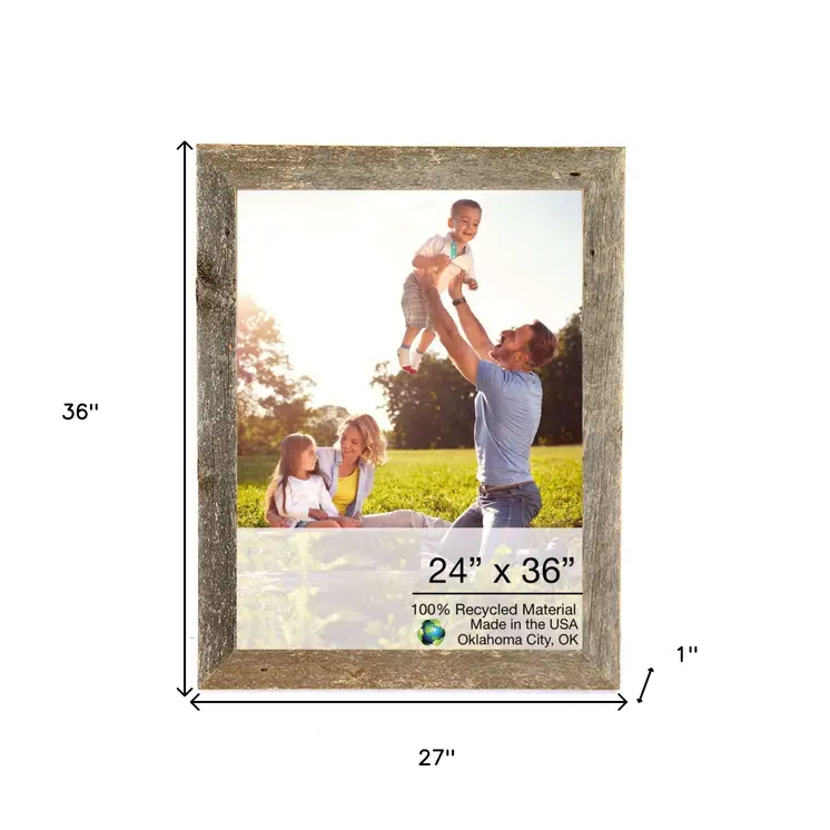 24X36 Natural Weathered Grey Picture Frame With Plexiglass Holder