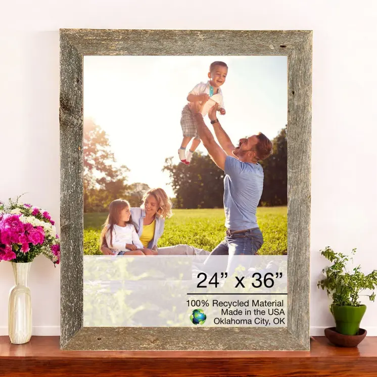 24X36 Natural Weathered Grey Picture Frame With Plexiglass Holder