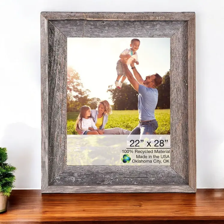 22X28 Natural Weathered Grey Picture Frame With Plexiglass Holder
