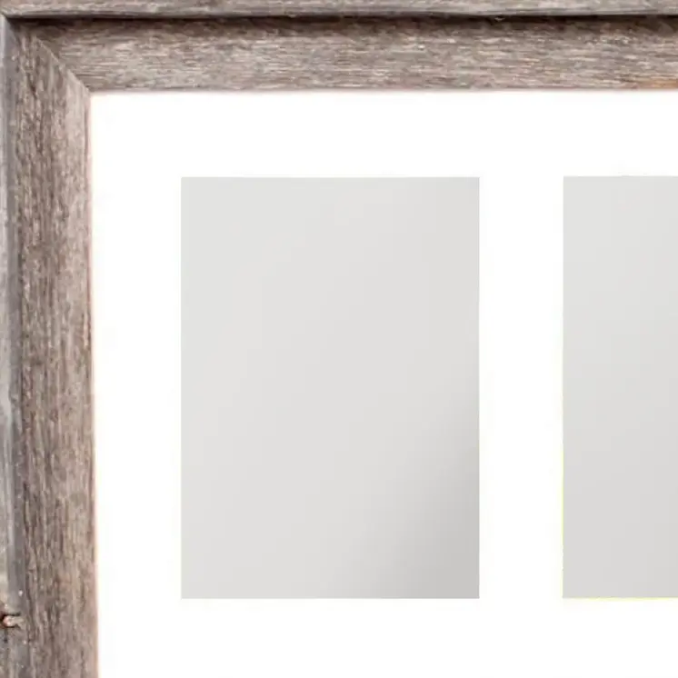 5" x 7" Three Photo Natural Reclaimed Wood Hanging Picture Frame with Mat