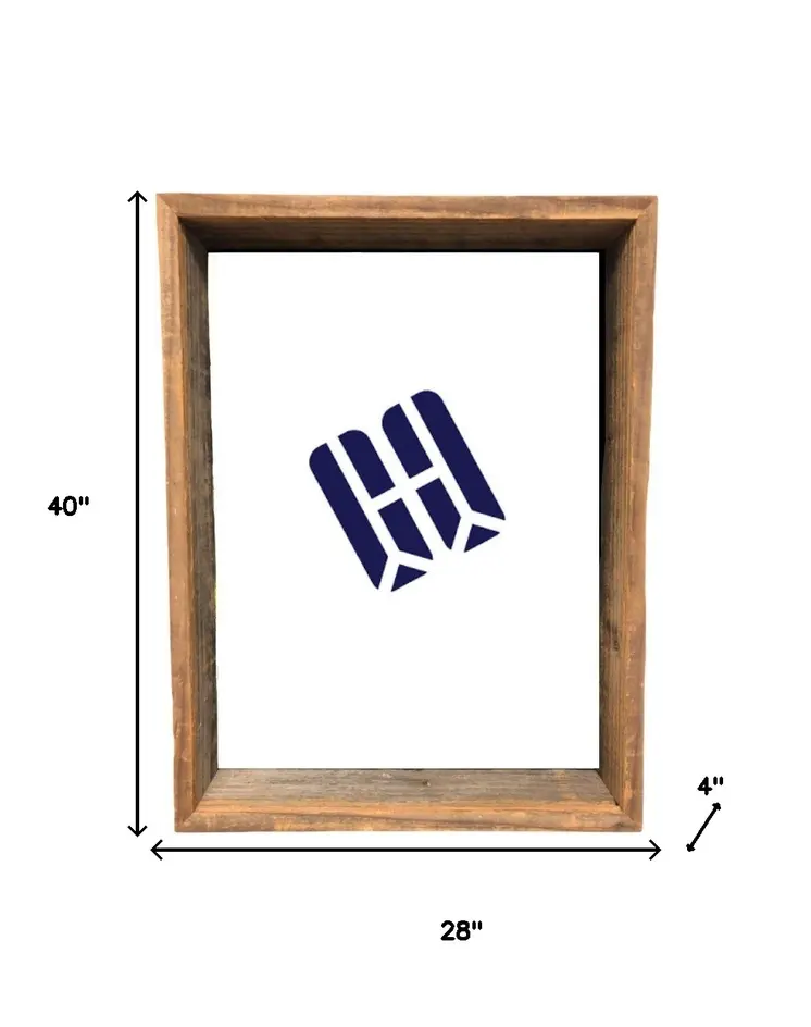 24" X 36" Gray Brown Rustic Solid Wood Hanging Or Tabletop Picture Frame