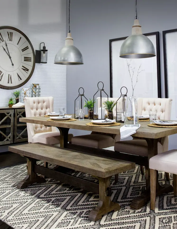 Tufted Cream and Brown Upholstered Linen Wing Back Dining Side Chair