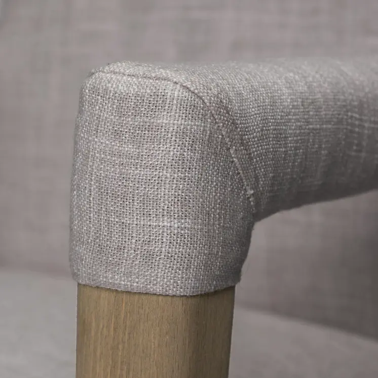 Gray and Brown Upholstered Fabric King Louis Back Dining Arm Chair