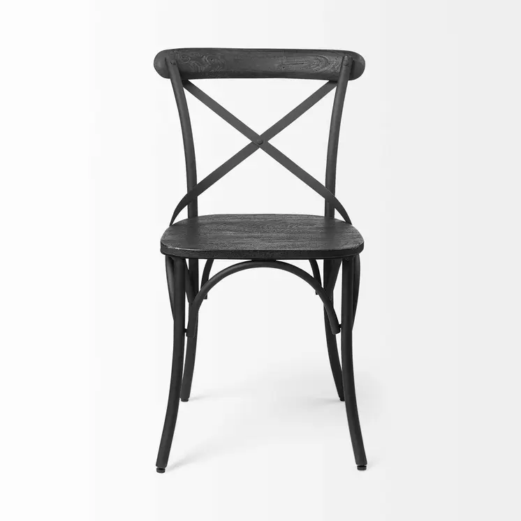 Set of Two Black Cross Back Dining Side Chairs
