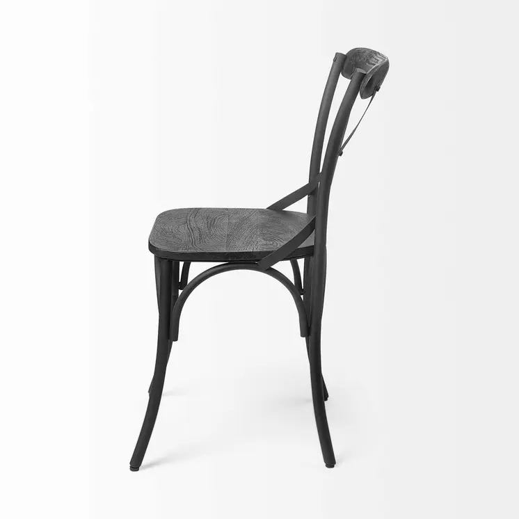 Set of Two Black Cross Back Dining Side Chairs