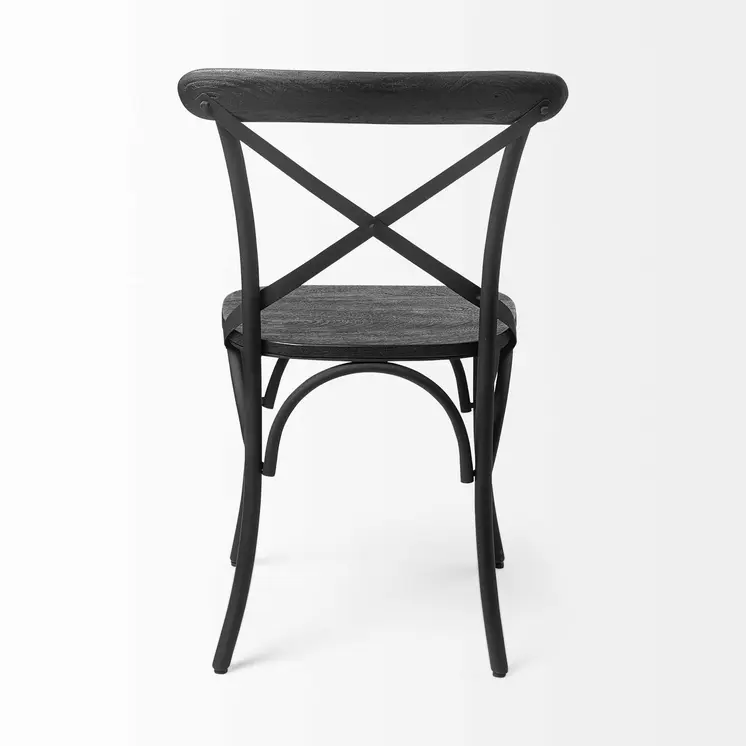 Set of Two Black Cross Back Dining Side Chairs