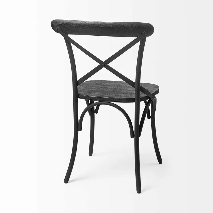 Set of Two Black Cross Back Dining Side Chairs