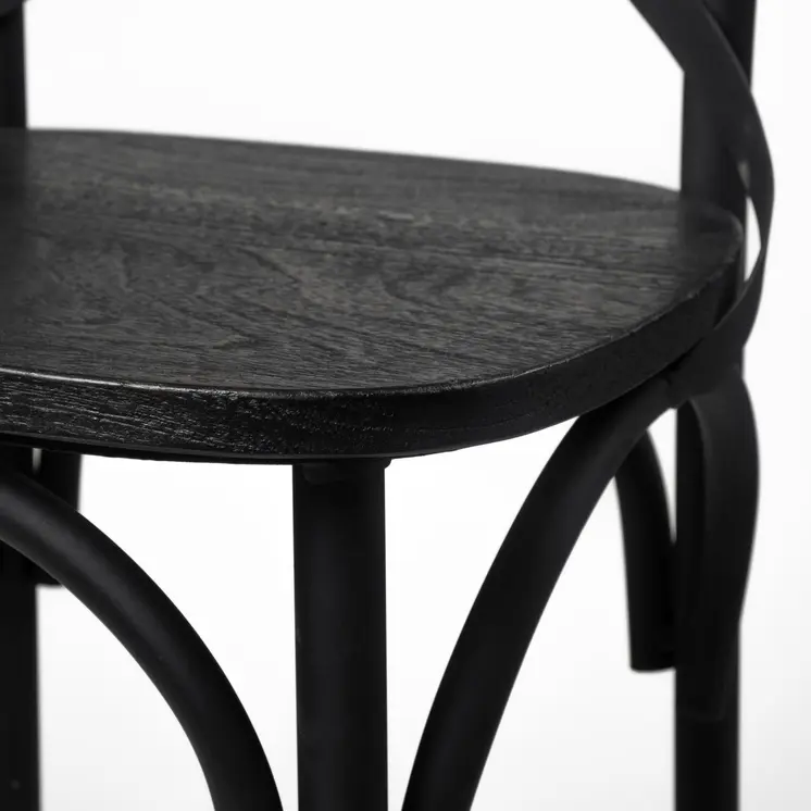 Set of Two Black Cross Back Dining Side Chairs
