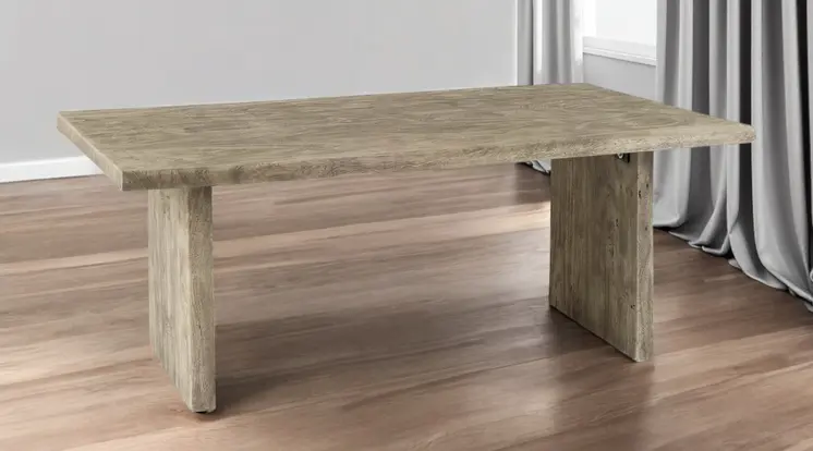 80" Gray Solid Wood Sled Base Dining Table