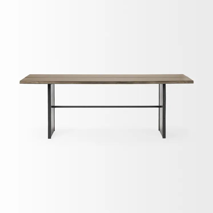 84" Brown Solid Wood Sled Base Dining Table