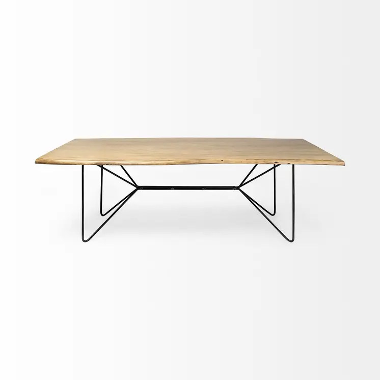 80" Brown And Black Solid Wood And Metal Dining Table