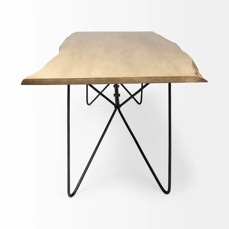 80" Brown And Black Solid Wood And Metal Dining Table