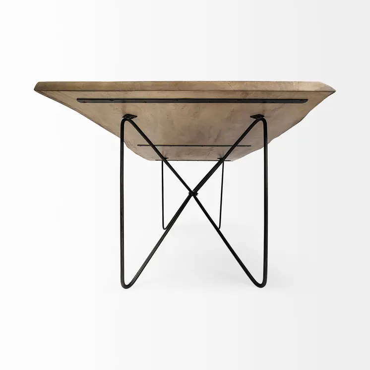 80" Brown And Black Solid Wood And Metal Dining Table