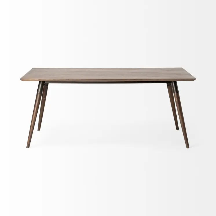 72" Dark Brown Solid Wood Dining Table