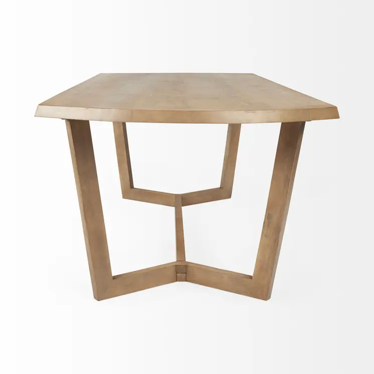 92" Natural And Brown Solid Wood Trestle Base Dining Table