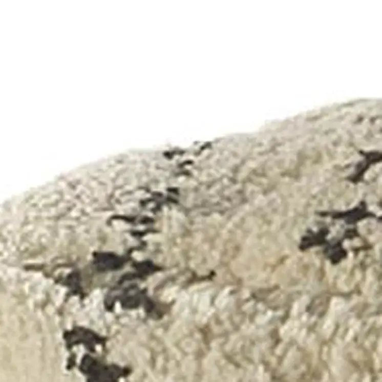 18" Beige Cotton Geometric Pouf Ottoman
