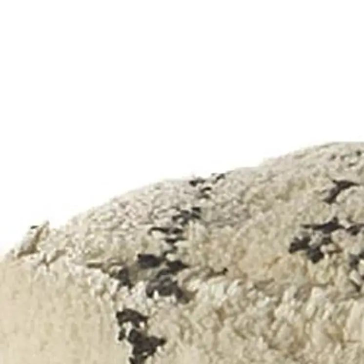 18" Beige Cotton Geometric Pouf Ottoman