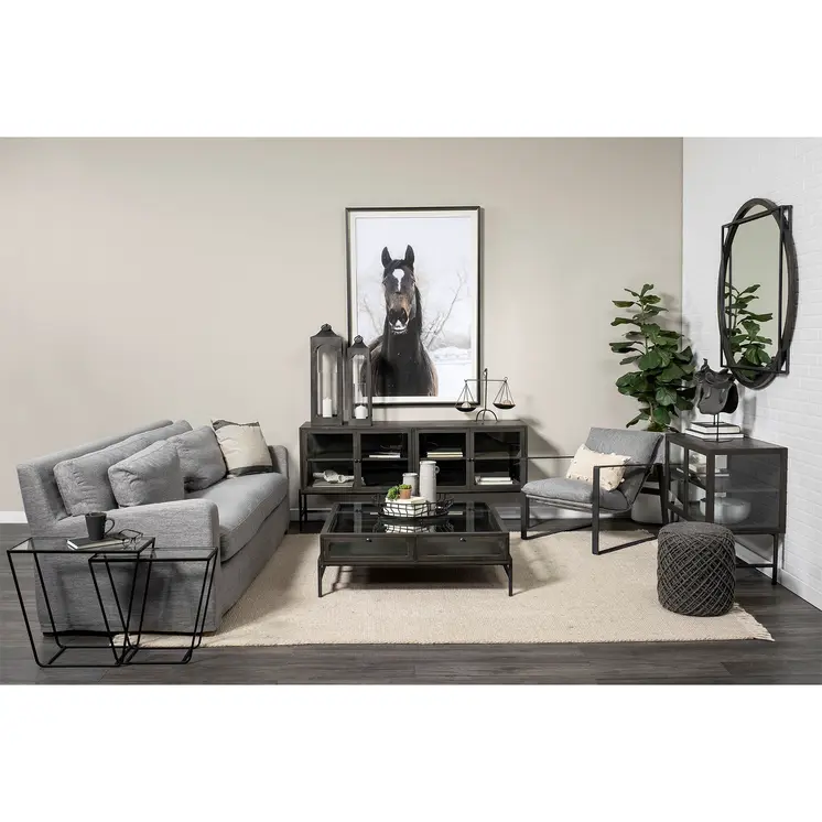 16" Gray Upholstery Cylinder Abstract Pouf Ottoman