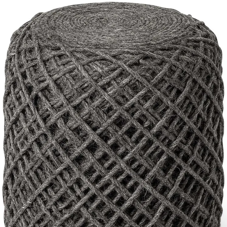 16" Gray Upholstery Cylinder Abstract Pouf Ottoman