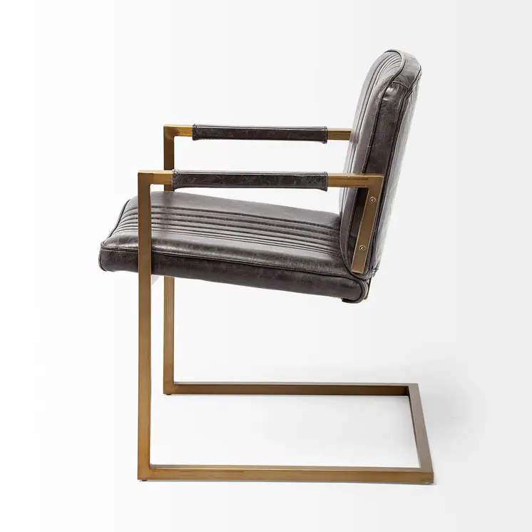 24" Brown Leather Distressed Arm Chair