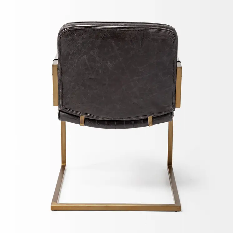 24" Brown Leather Distressed Arm Chair