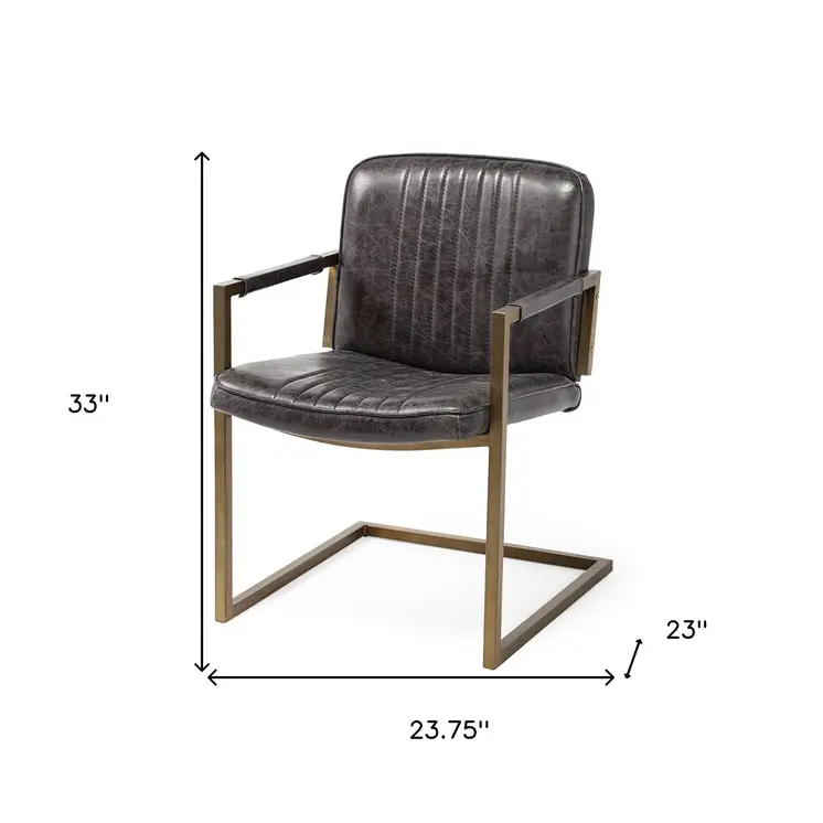 24" Brown Leather Distressed Arm Chair